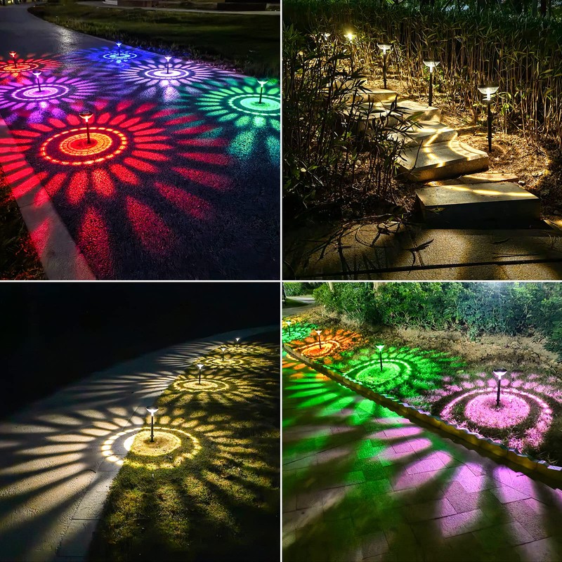 Bright Solar Pathway Lights 6 Pack,Color Changing+Warm White LED Solar