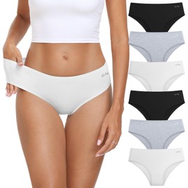 coskefy Women's Underwear Soft Cotton Hipster Panties Mid Low Rise Briefs Stretch Comfort Underpants 6 Pack