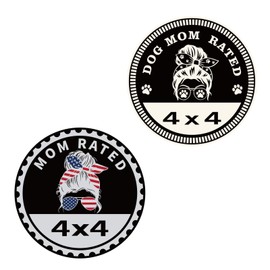 2Pcs Dogs Mom Badge Rated Car Emblem, 4 x 4 Paw Print Metal Automotive Badge 3D Metal Car Round Emblem Decals Car Badge Decals Stickers Compatible for Jeep Wrangler Vehicles Trucks SUV