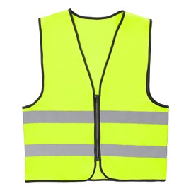 PATIKIL High Visibility Reflective Safety Vest, Class 2 Construction Work Vest Smooth Zipper Front for Construction Safety Use, Fluorescent Green