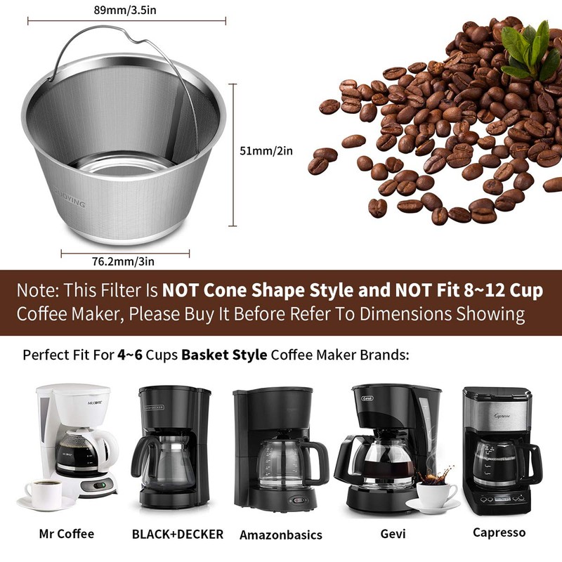 Perfect Fit Mr Coffee Reusable Basket Coffee Filters - 4-5
