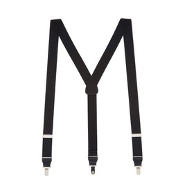 Suspender Store Solid Color Suspenders - 1.25-Inch Wide - Y-Back - Small Pin Clip - 42" for 5'0" to 5'9" tall - Black