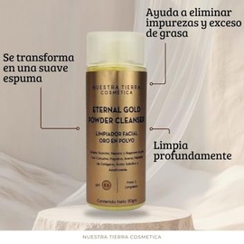 Nuestra Tierra Cosmética Eternal Gold Powder Cleanser, Limpiador Facial en Polvo, con Cúrcuma y Colágeno, 30 g