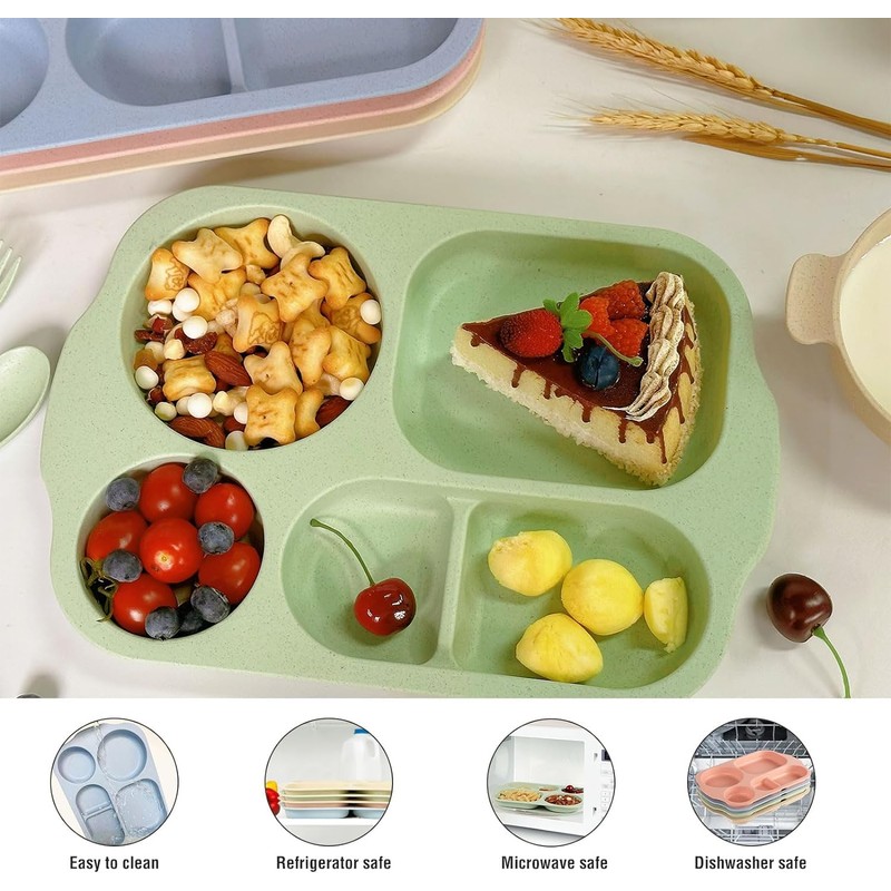 shopwithgreen Wheat Straw Dinnerware Cutlery Set, 20 PCS Kids Toddlers