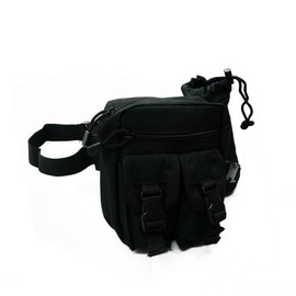 AIU Military Bum Bag Running Bag with Bottle Holder Outdoor Tactical Bum Bag for Cycling Camping Hiking Black, black