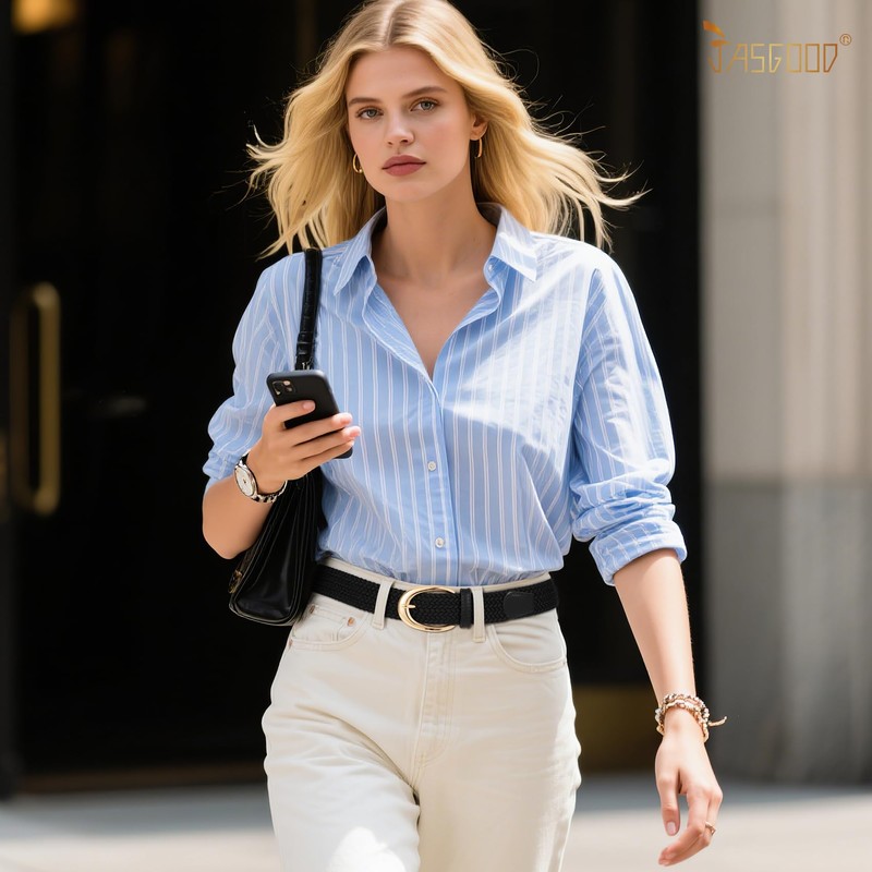 JASGOOD Braided Stretchy Belts for Women Casual Woven Elastic Belt