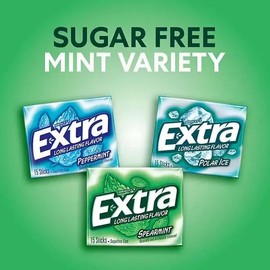 Extra Long Lasting Sugar Free Chewing Gum, Polar Ice, Spearmint & Peppermint Flavors, Variety Box, 18 Count