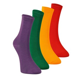 FOURSOLOS Women Christmas Socks Size, 4 Pairs Cotton Crew Socks Gift Set - Soft Breathable Solid Colors (Green, Red, Yellow, Purple) (US, Numeric, 6, 12, Regular, Regular)