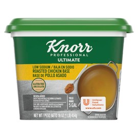 Knorr Professional Ultimate Low Sodium Chicken Paste Base Gluten Free, No Artificial Flavors or Preservatives, No MSG added, Colors from Natural Sources, 1 Pound (Pack of 6)