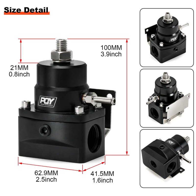 Adjustable Fuel Pressure Regulator Kit 3-110PSI AN10 Feed AN6 Return