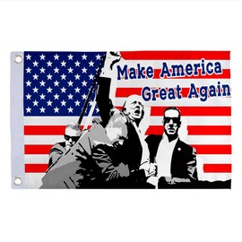 Small Flag Double Sided Trump Fight Fist 2024 Flag- 12" X 18" Inch Boat Motorcycle Yacht Boat Bike Car Flag with 2 Brass Grommets (Stripes)