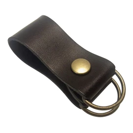 [highstyle] Tochigi Leather Key Chain, Made in Japan, Double D-Ring Shape Design, Belt Loop Key Chain, antique/black