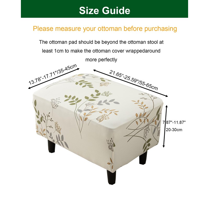 CRFATOP Ottoman Chair Cover Large Ottoman Chair Slipcovers Solid Rectangle