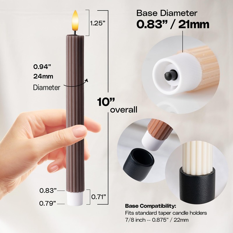WYZworks Coordinated Chocolatey Mocha Brown 4 Pack, 10" Real Wax