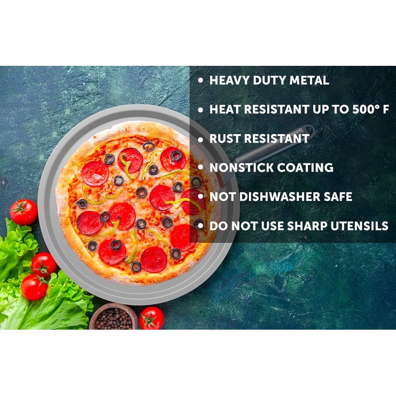 DecorRack 13 Inch Alloy Steel Pizza Pan, Non-Stick Coating, Serving