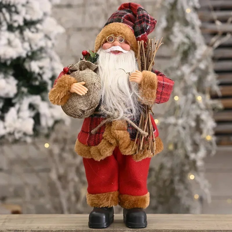 Santa Claus Plush Doll for Christmas Decor – 30cm Festive