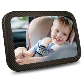 Back Seat Baby Mirror Wide Crystal Clear View Rear Facing Car Seat Mirror - Carbon Fiber Printing