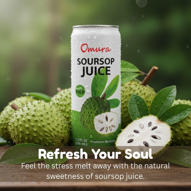 Omura Soursop Juice Drink with Pulp 11.3 Fl Oz (12-Pack)