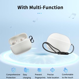 for Bowers & Wilkins Pi8 Wireless Earbuds Case Cover, NOUKAJU TPU Protective Cover(with Carabiner + Lanyard) Drop-Proof, Scratch-Proof,Reserved Charging Port,Case for B&W Pi8(Clear)