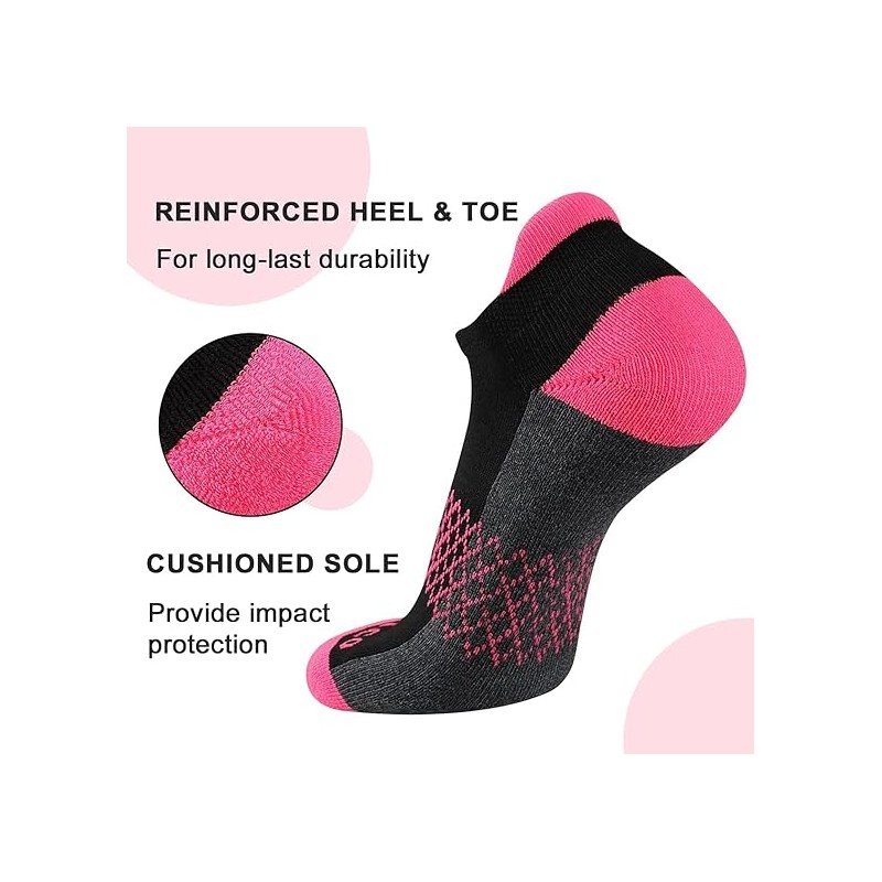 eallco Womens Ankle Socks 6 Pairs Running Athletic Cushioned Sole