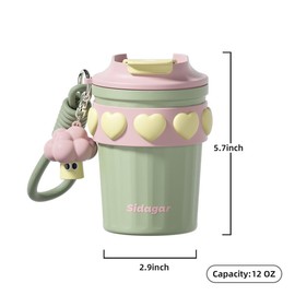 [Sidagar] 12.8oz Iced Coffee Tumbler – 316L Stainless Steel | Long-Lasting Cold Retention | Heart Silicone Sleeve | Portable, Car-Friendly Travel Cup | Cute & Reusable for Summer Commute or Outdoors dealsforyoudays:_Green