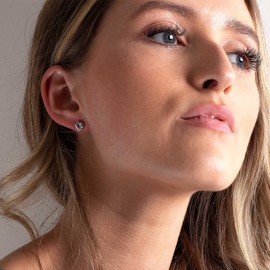 Dew Women's Sterling Silver and Blue Topaz Heart Stud Earrings