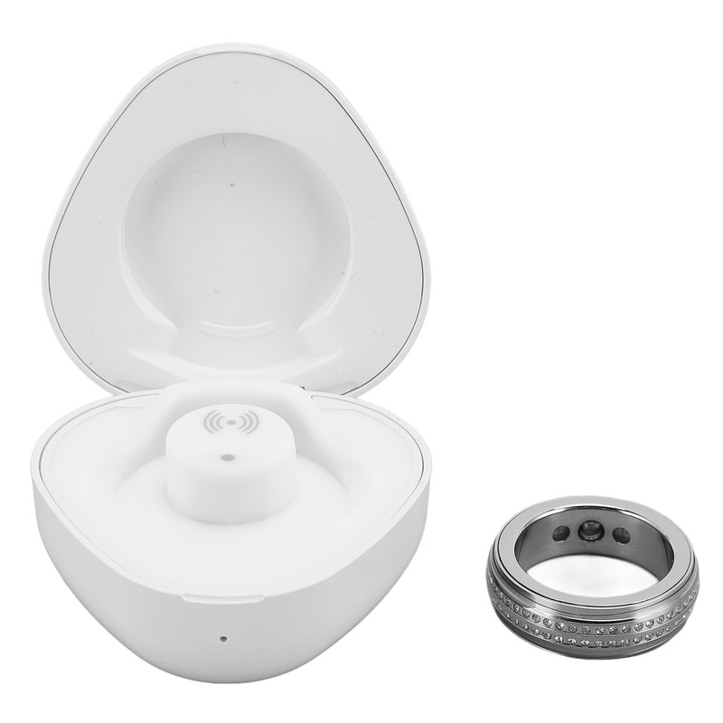 Smart Activity Tracker Ring With Charging Case Rhinestone Decorative IP67