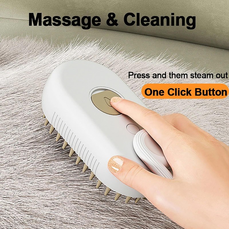 Steamy Cat Brush, 3 In1 Cat Steam Brush: Self Cleaning