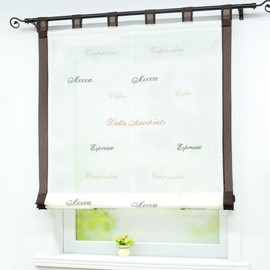 Joyswahl Lena Roman Blind Voile Roman Curtains with Loops with Embroidery W x H 100 x 140 cm Brown Pack of 1