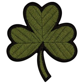 Tactical Irish Clover Patch Embroidered Applique Lucky Shamrock Iron On Sew On Ireland Emblem, Olive Drab