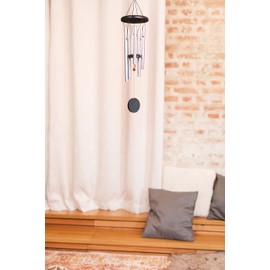 Sonic Energy Chakra Meditation Chime - 64 cm, Silver - Wind Chime with 5 Chimes, 432 Hz - Indoor and Outdoor Decoration (CMC25S)