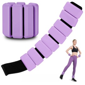 Polainas para Tobillos y Muñecas, 2pcs Pesas Tobillo de 0.5 Libra Ajustables, Munequeras con Peso de Silicona para Ejercicio, Footing, Yoga, Pilates, Bailando y Entrenamiento de Fuerza(Morada)