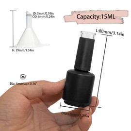 Agidea 15ML Empty Nail Polish Bottles, Black, Pack of 6 with Mixing Balls & Funnels, UV Safe, Leak Proof, Reusable, Perfect for Travel, Nail Care, DIY Projects, General Storage