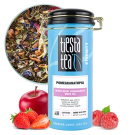 Tiesta Tea - Pomegranatopia | Loose Leaf | Mixed Berry Pomegranate White Tea | Premium Blend | Low Caffeinated | Make Hot or Iced Brews Up to 50 Cups | 3.5 Ounce Refillable Tin