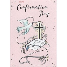 Confirmation Congratulations Card for Her/Girls - Dove and Bible - Special Finishes and Illustrated Insert Leaf - Made in the UK