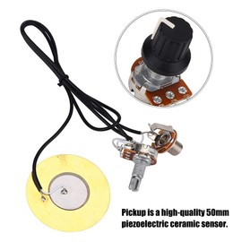 Onown Pickup Wiring Kit - Piezo 50mm Sensitive Transducer Pickups Prewired Amplifier with 6.35mm Output Jack for Cigar Box Guitars and Acoustic Instruments