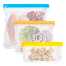Reusable Food Storage Silicone Bags, Reusable Snack Bags，Leakproof Freezer, BPA Free, 1 Gallon 1 Snack 1 Sandwich Bags, for Home Kitchen, Marinate Food Travel，Fridge Organization (3)