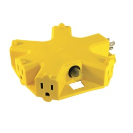 Prime AD5OUTLET 5 Outlet Adapter with Circuit Breaker, Yellow