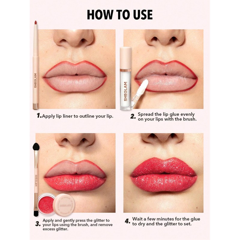 SHEGLAM Kit de purpurina Lip Dazzler (Red carpet, 3 g)