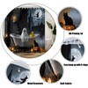 Halloween Shower Curtain,Whimsical Ghost in Bathtub with Black Cat Pumpkin