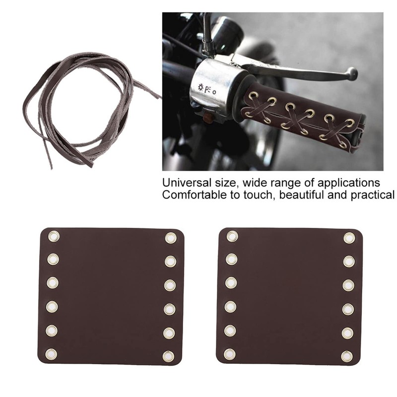 Motorcycle Handlebar Grip Cover, 1 Pair Motorcycle Leather Handlebar Hand