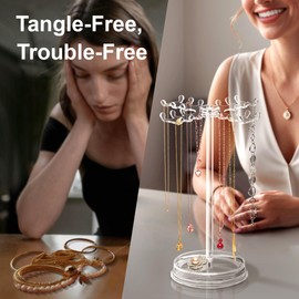 Amazing Abby - Fascination - Necklace Holder Stand with Spinning Hook Design, Jewelry Organizer Stand, Bracelet Tree Display, Perfect Storage Solution for Necklaces, Bracelets, Rings, and More