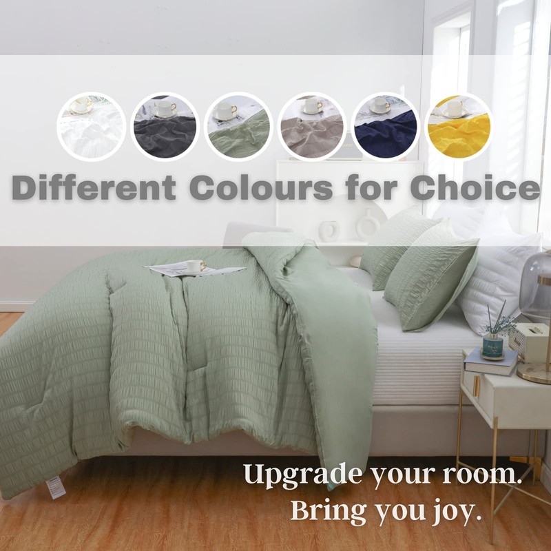 Haowaner Soft Sage Comforter Set Queen, 3 Pcs Sage Green