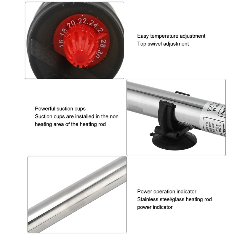 Aquarium Heater Stainless Steel Adjustable Automatic Thermostatic Heating Rod for