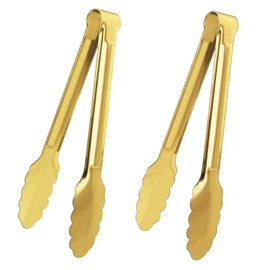 XEVOM 2 Pack 9 Inch Serving Tongs,Gold Salad Buffet Tongs,Stainless Steel Serving Utensils