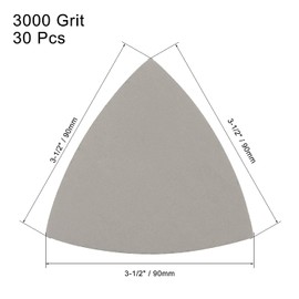 TOP-VIGOR 30Pcs 3000 Grit Triangular Sandpaper, 90mm Hook and Loop Sanding Pad Fit 3-1/2 Oscillating Multi-Tool, Electrostatic Sand Planting Sanding Paper Silicon Carbide for Wet and Dry Use
