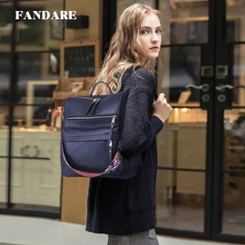 FANDARE Retro Backpack Women's 3 in 1 Handbag Girls School Bag Waterproof Shoulder Bag School Backpack Casual Daypacks for Commuting Travel Campus Sports School Bag Backpacks Durable PU, darkblue,