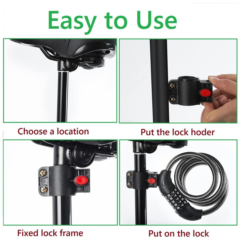 Bike Lock, 4 Feet Bicycle Locks Cable, Heavy Duty Anti