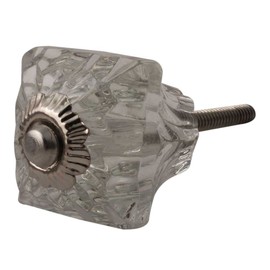 IndianShelf 8 Pack Glass Clear Square Rectangle Premium Drawer Knobs for Kitchen Cabinet Hardware Door Decorative Dresser Pulls Artisan-Made