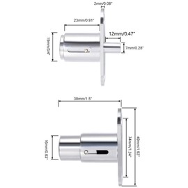 Recogwood 2Pcs 23mm Cylinder Length Push Plunger Lock, 19mm Cylinder Diameter 7/8 Inch Zinc Alloy Cylinder Cabinet Lock with Keys for Drawer Desk Wardrobe Cabinet, Keyed Different